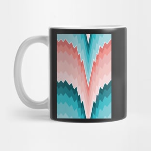 Bargello flame stitch scallops coral and teal Mug